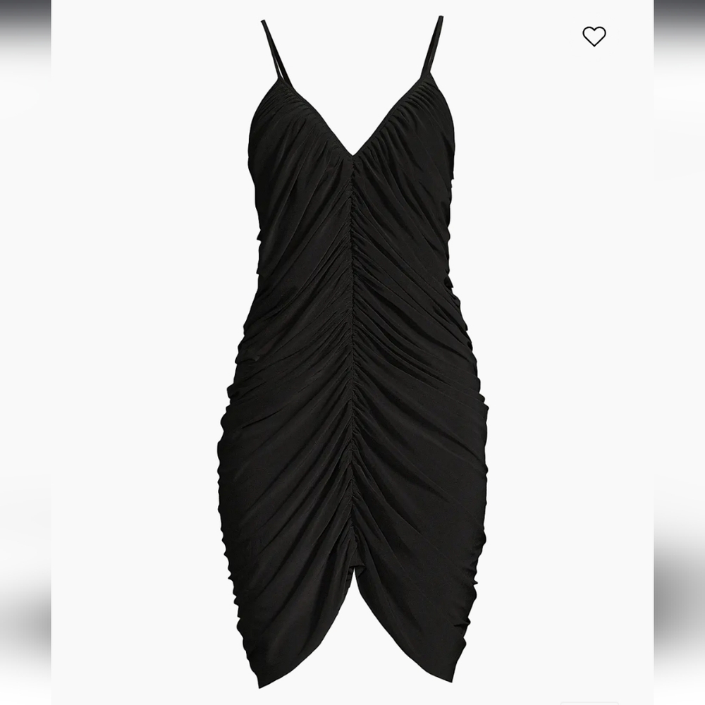 Norma Kamali Diana Ruched Black Slip Dress